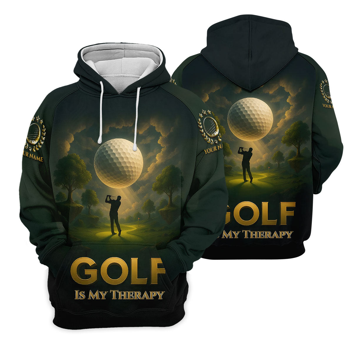 Golf Is My Therapy Cool Golf Polos, Golf Shirts For Men, Personalized Golf Ball Hoodies For Men, Customized Golf Polos