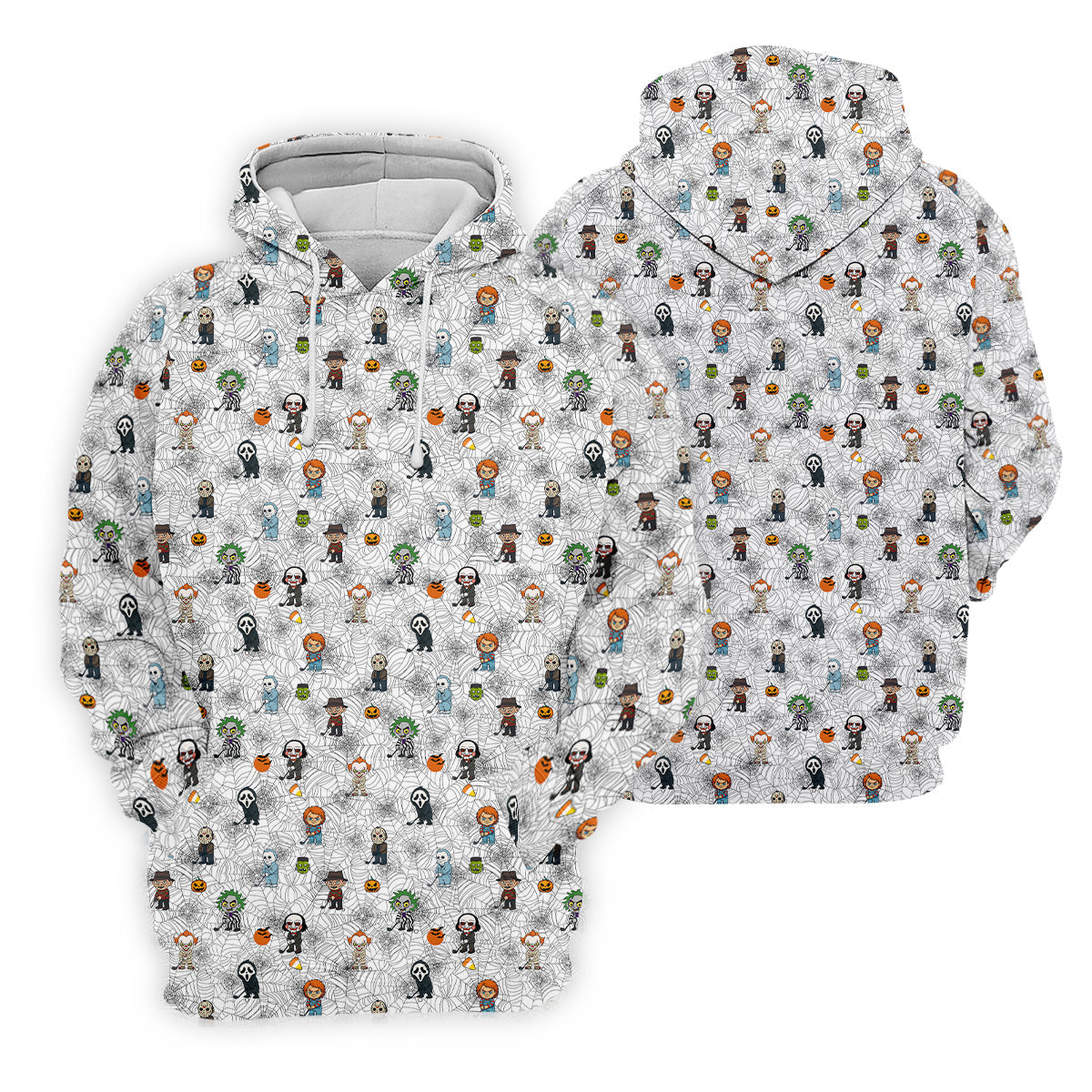 Funny Horror Character White Golf Polo Shirt, Horror Movie Shirt, Halloween Golf Shirt, Womens Golf Polo