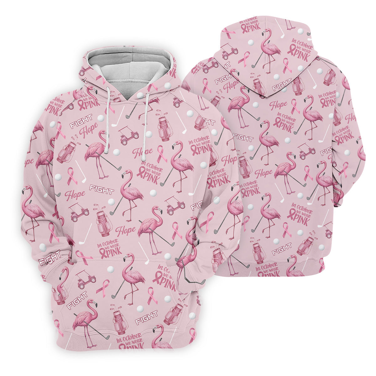 Funny Flamingo Pink Ribbon Golf Shirt, Breast Cancer Awareness Shirt, Ladies Golf Shirt, Golf Gift For Women