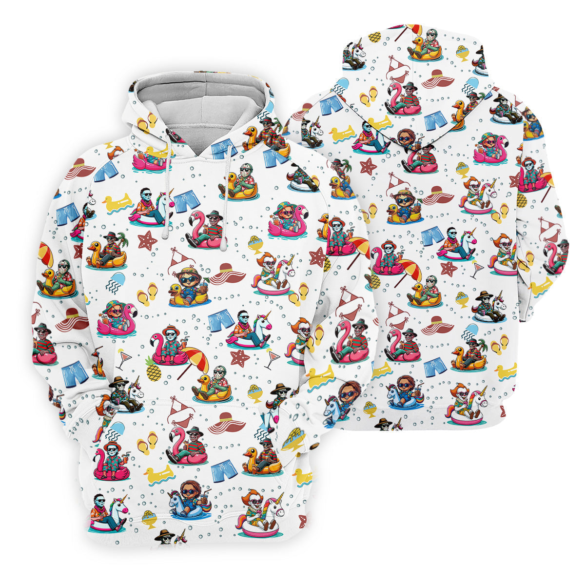 Funny Horror Character Pool Party Hawaiian Shirt, Halloween Movie Shirt, Horror Movie Shirt, Funny Hawaiian Shirt