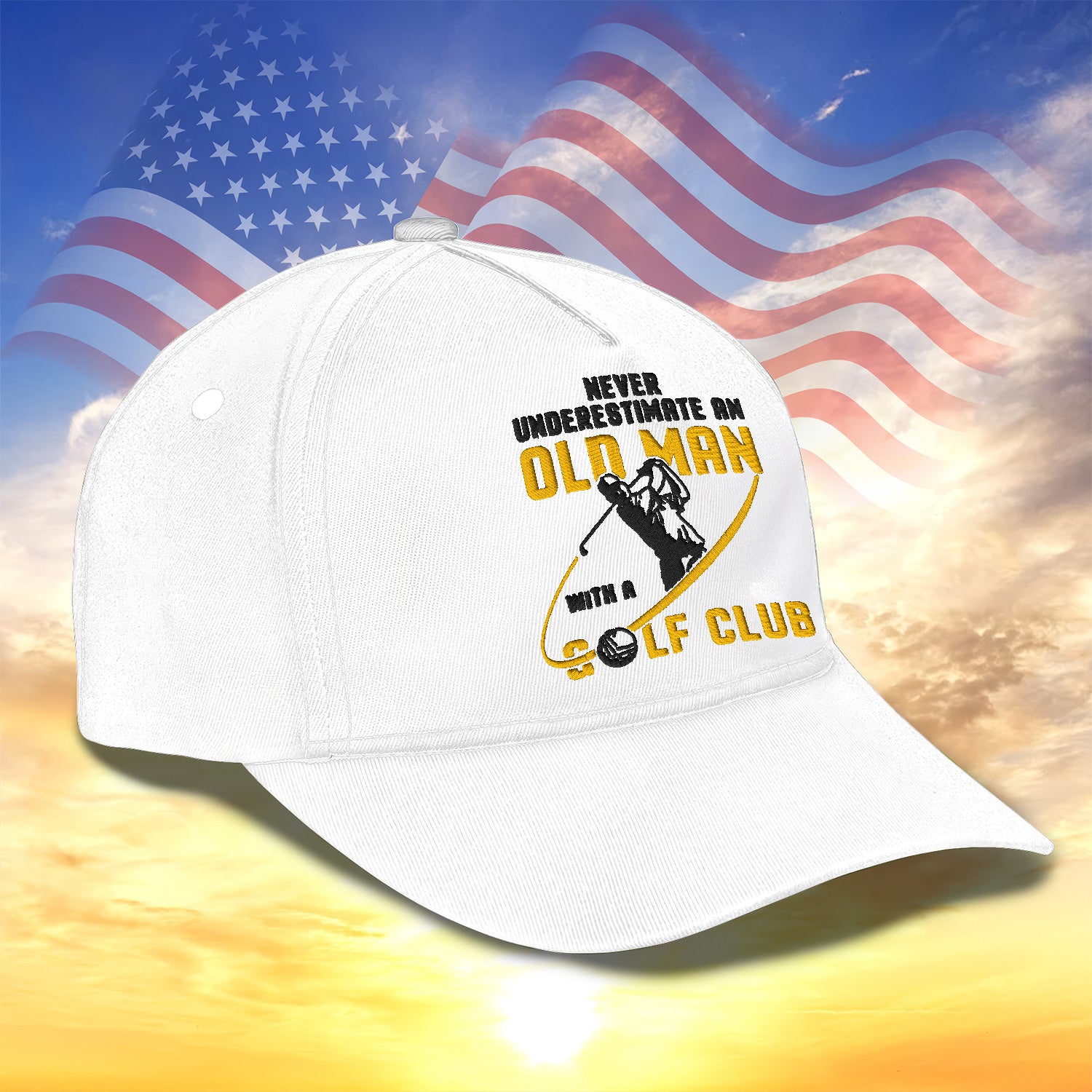 Never Underestimate An Old Man Embroidered Baseball Cap, Golf Hat, Dad Golf Gift