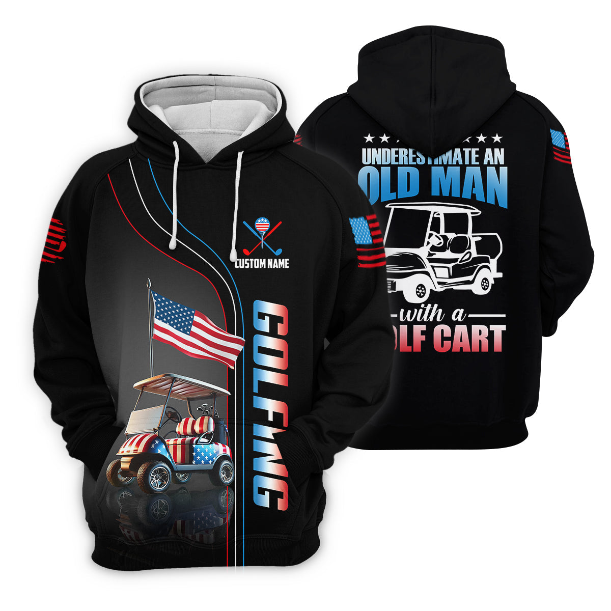 Never Underestimate An Old Man Custom Men's Golf Polo Shirt, Funny Golf Shirt, Dad Golf Gift