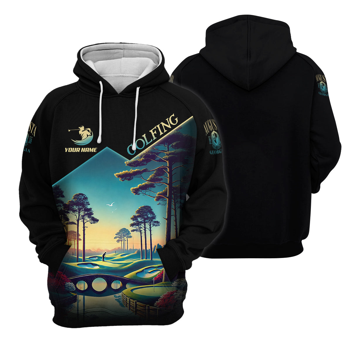 Custom Augusta Georgia Hogan Bridge Men's Golf Polo Shirt, Golfing Apparel, Golf Gifts For Men