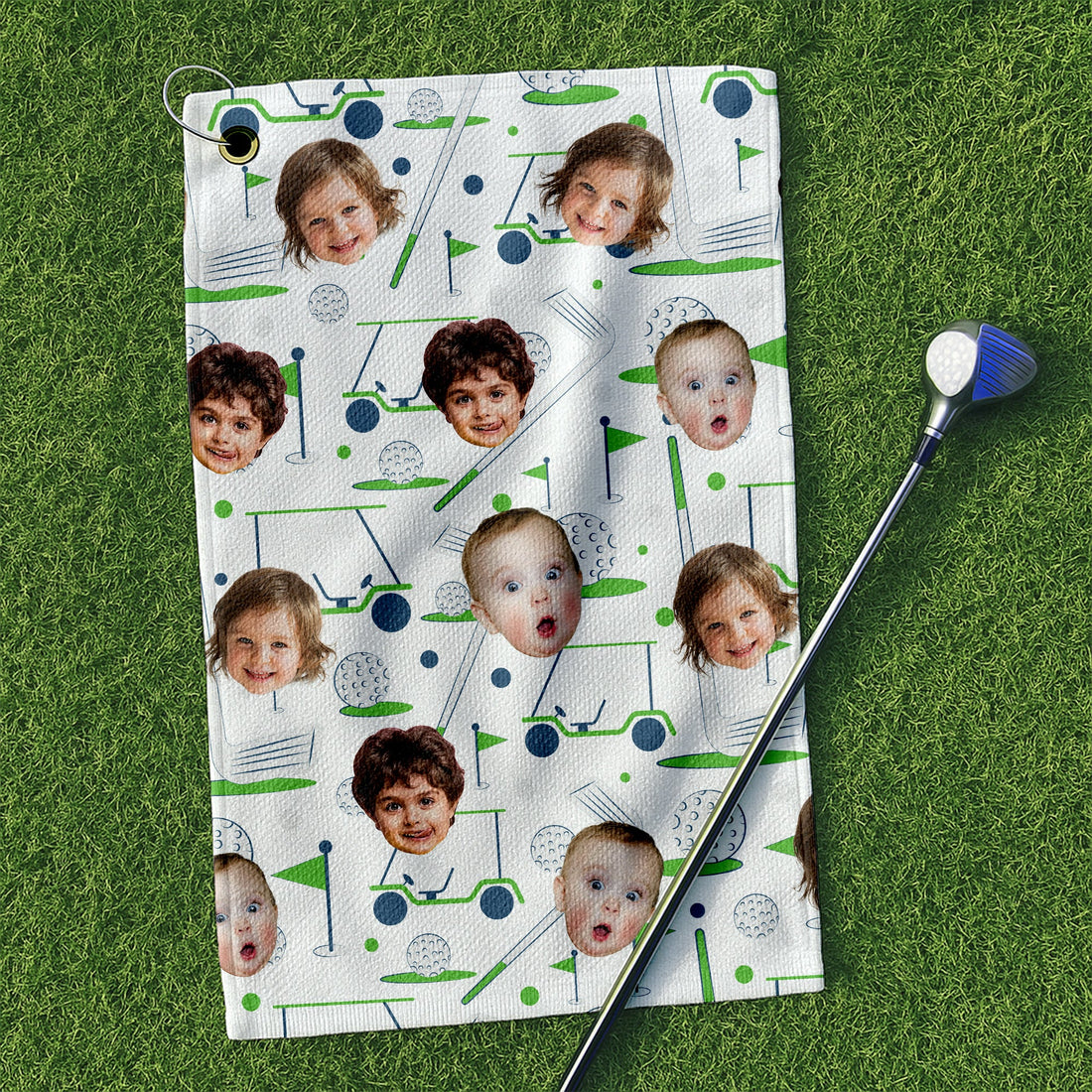 Custom Golf Towel With Kids Photo, Funny Golf Towel, Golf Rag, Christmas Golf Gift