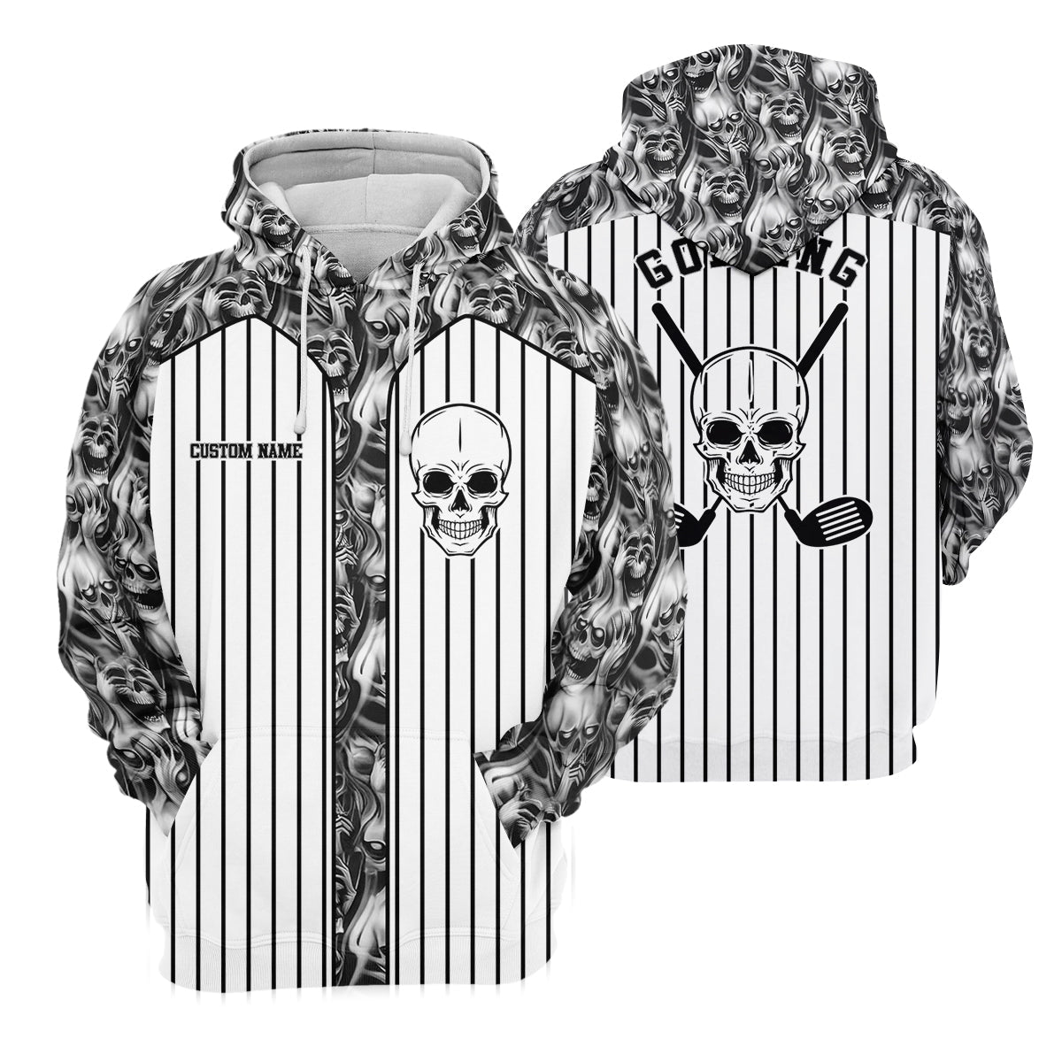 Custom Skull Polo Shirt, Golfing Apparel, Mens Golf Gift, Funny Golf Polos