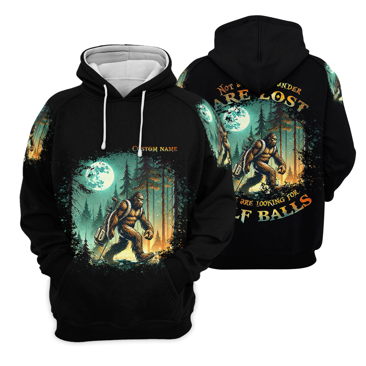 Not All Who Wander Are Lost Custom Bigfoot Men's Golf Polo Shirt, Funny Golf Shirt, Dad Golf Gift