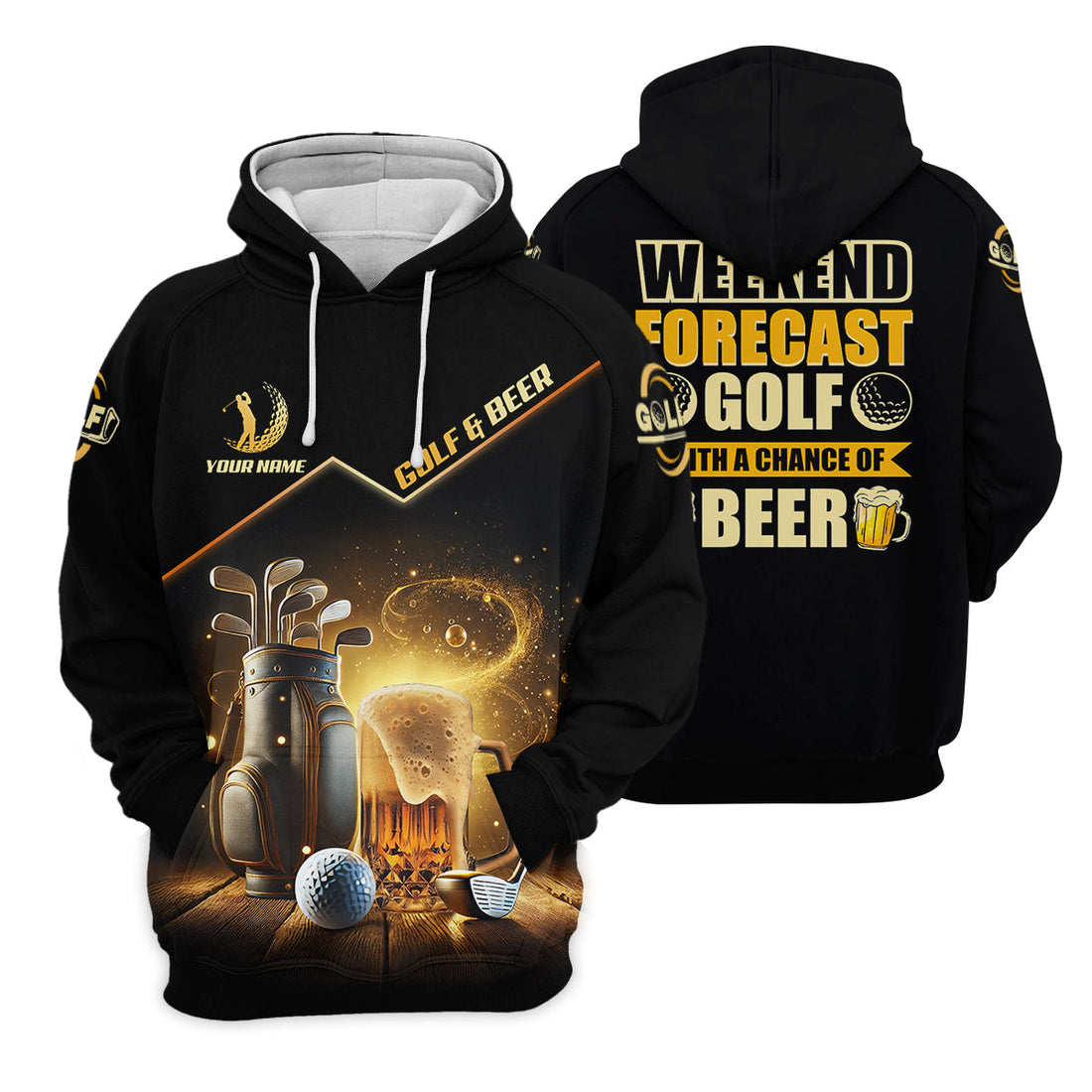 Golf And Beer Custom Men's Golf Polo Shirt, Beer Golf Shirt, Gift For Golfers