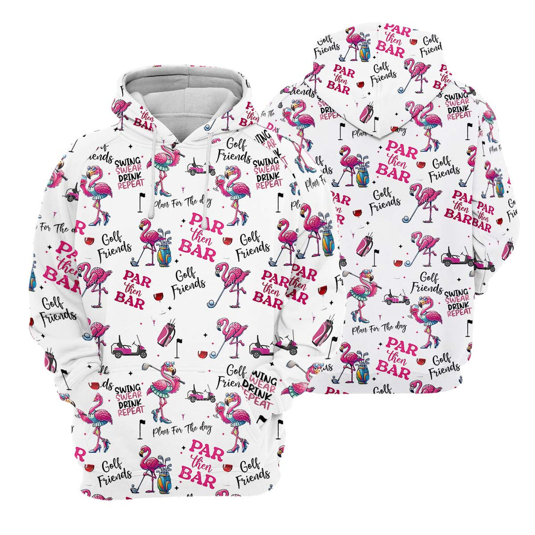 Par Then Bar Flamingo Funny Long Sleeve Polo Womens, Custom Ladies Golf Shirt