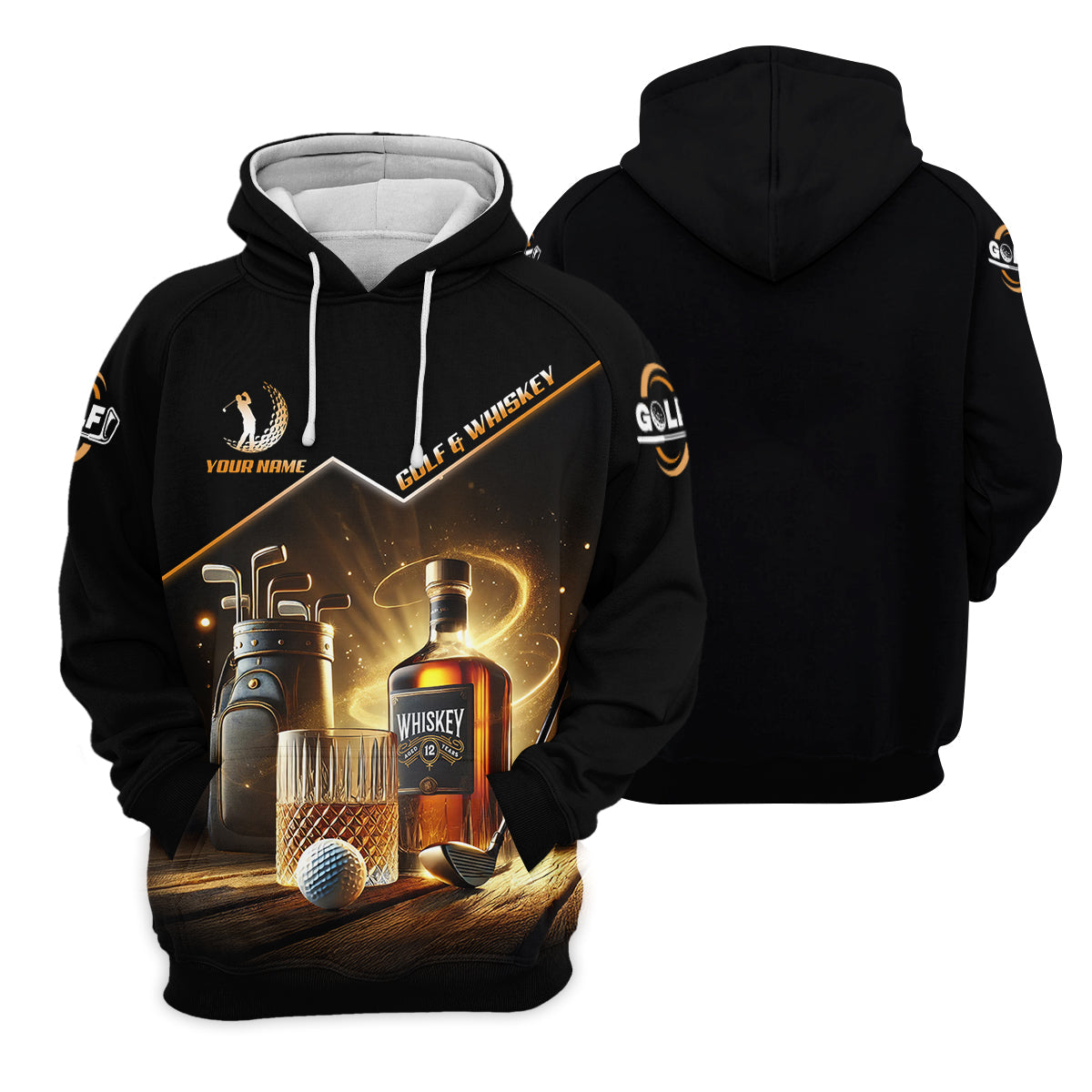 Golf And Whiskey Custom Men's Golf Polo Shirt, Whiskey Golf Shirt, Gift For Golfers