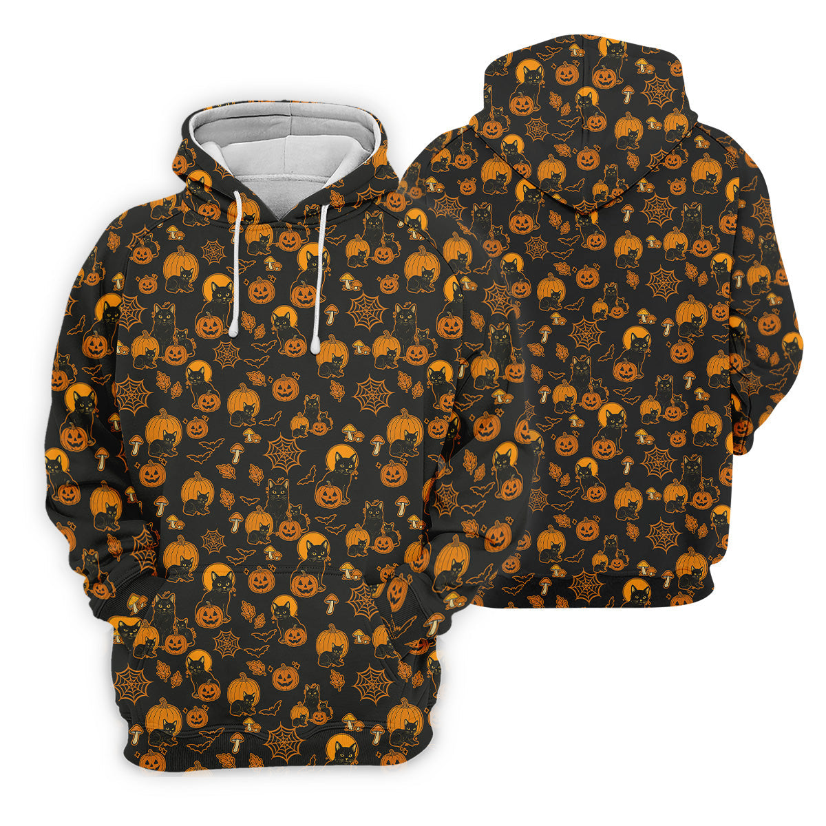 Black Cat Pumpkin Men Polo, Fun Golf Shirts For Men, Halloween Gift, Golfing Apparel