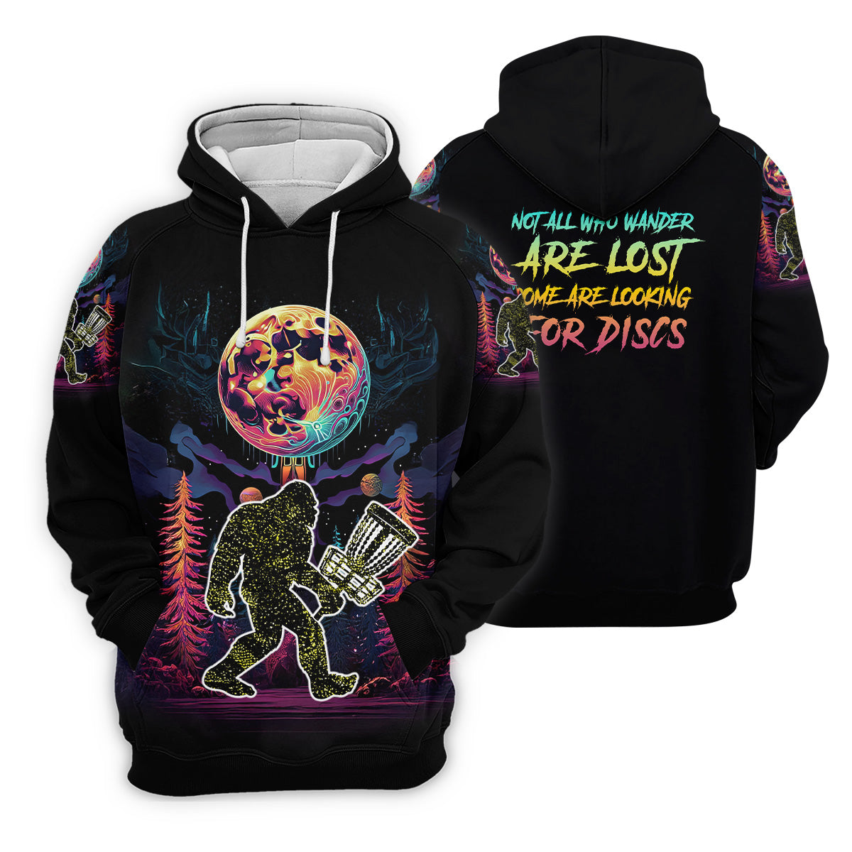 Not All Who Wander Are Lost Bigfoot Discs Golf Men's Golf Polo Shirt, Mens Golf Gift, Funny Golf Shirt