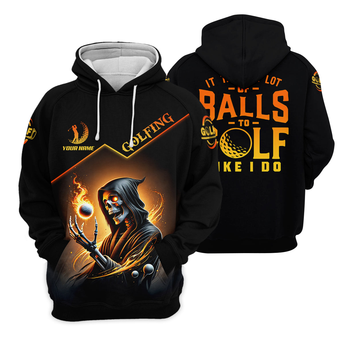 It Takes A Lot Of Golf Balls To Golf Like I Do Golden Fire Custom Men's Golf Polo Shirt, Dad Golf Gifts