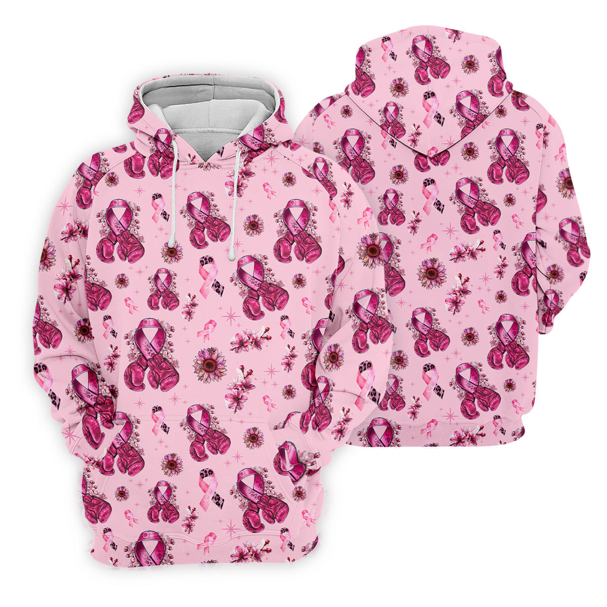 Boxing Gloves Fighter Pink Breast Cancer Golf Shirt, Breast Cancer Support Shirts, Womens Golf Polo