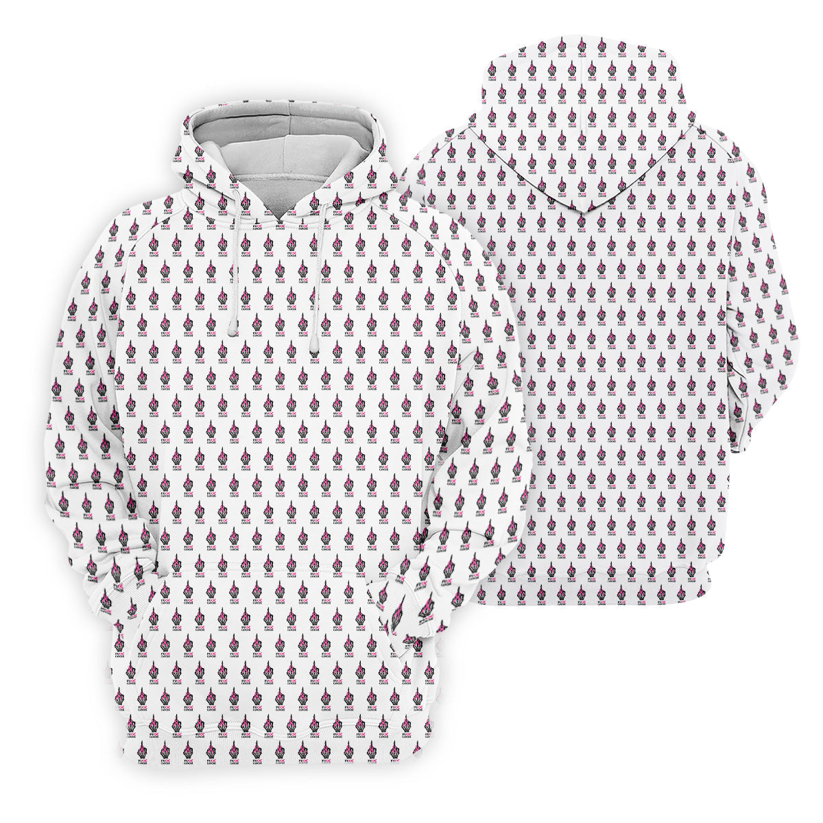 Funny Middle Finger Pink Ribbon Men's Golf Shirt, Breast Cancer Golf Shirt, Fun Golf Shirts For Men