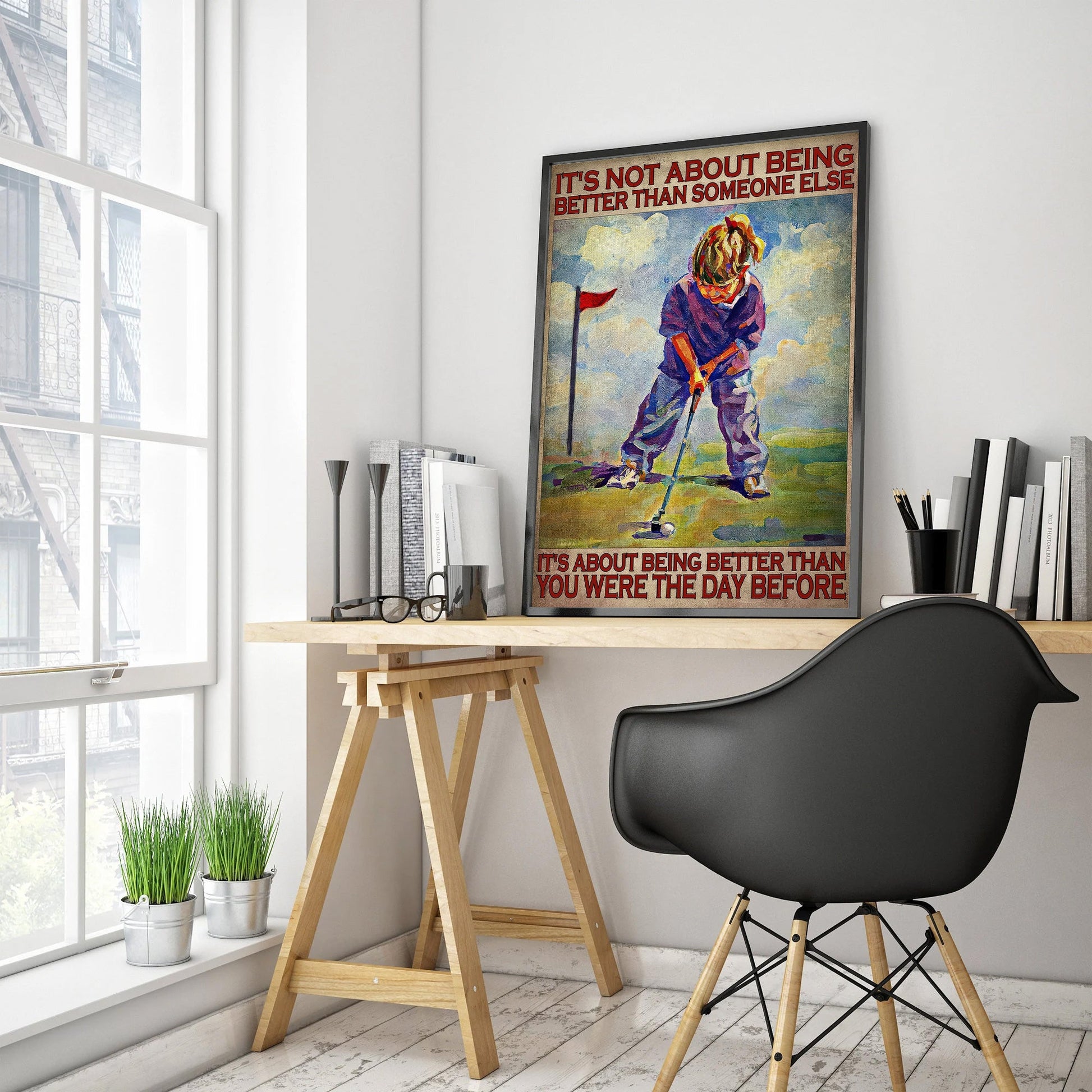 It's Not About Being Better Than Someone Else Canvas Wall Art, Golf Decor, Gift For Golf Lovers