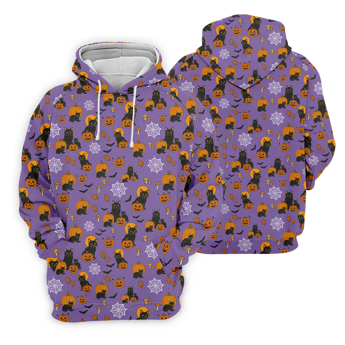 Halloween Cat Pumpkin Purple Golf Shirt, Sleeveless Polo Shirt, Ladies Golf Shirts, Golf Hoodie