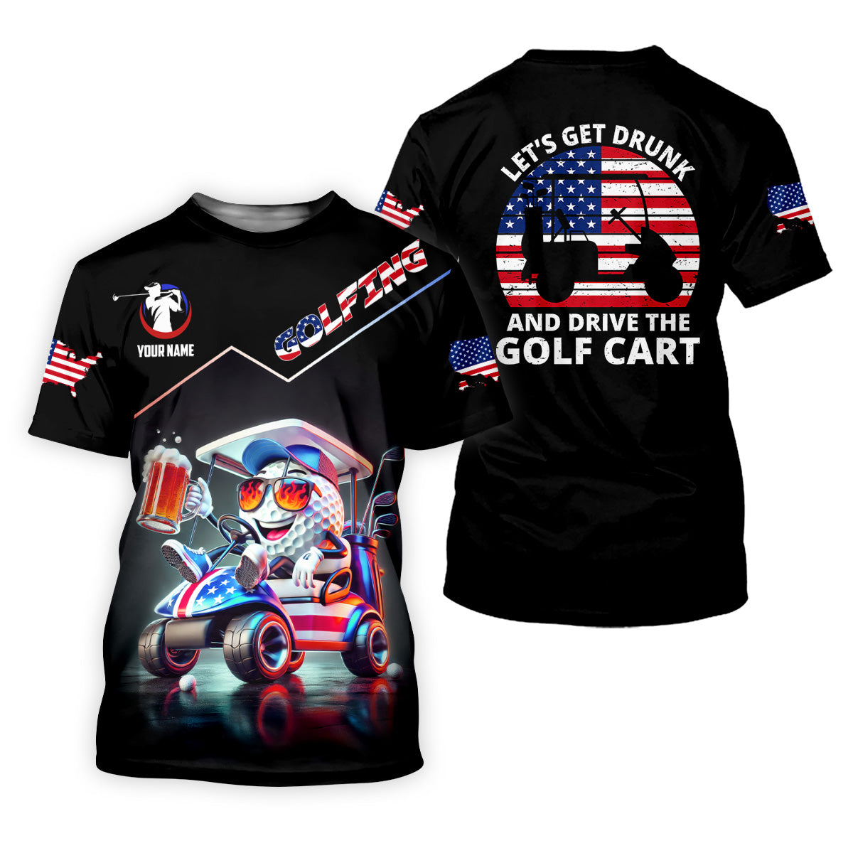 Let's Get Drunk Custom Men's Golf Polo Shirt, Funny Golf Shirt, Dad Golf Gift