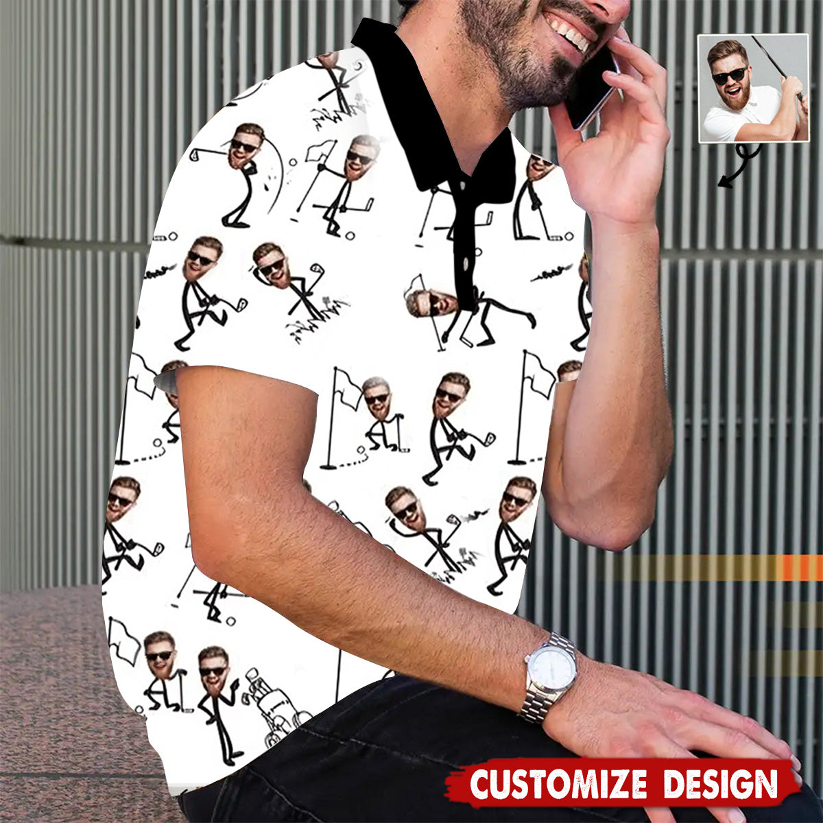 Custom Photo Funny Golf Polo Shirts, Golfing Apparel, Golf Gift For Men