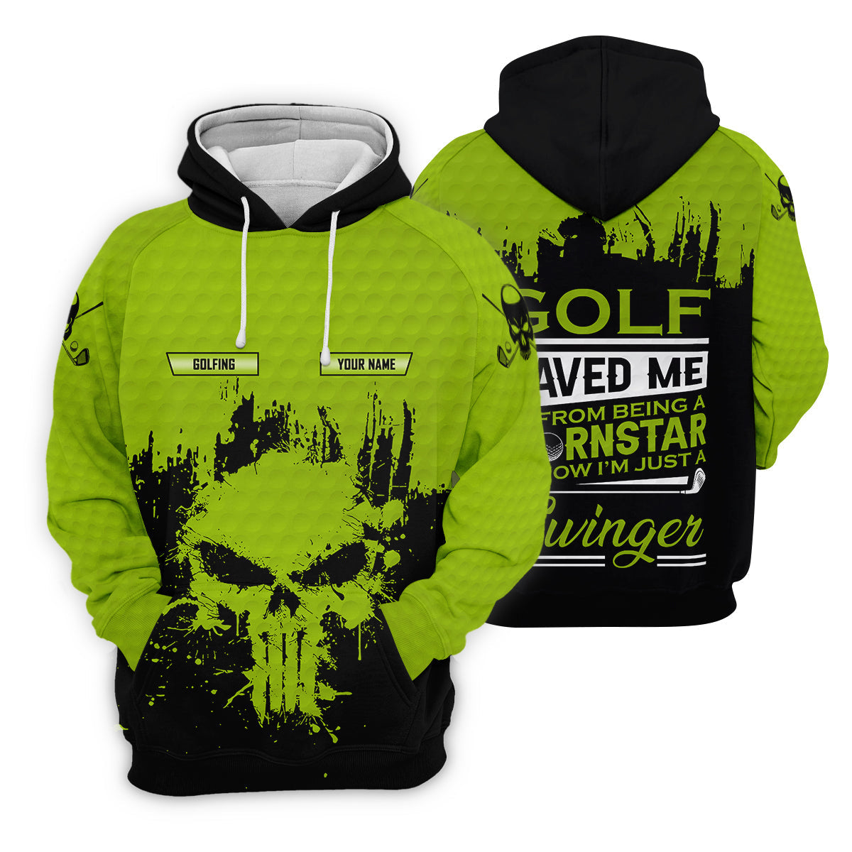 Golf Saved Me From Being A Porn Star Now I'm Just A Swinger Custom Green Skull Golf Polo Shirt, Dad Golf Gift