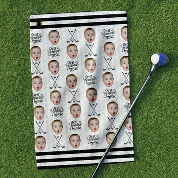 Best Grandpa By Par Golf Towel, Custom Golf Towel With Kids Photo, Christmas Golf Gift