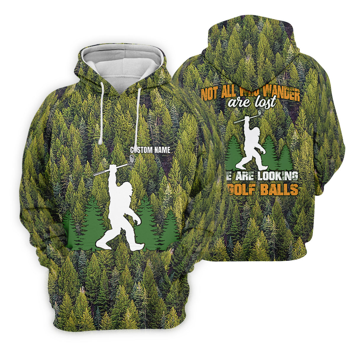 Not All Who Wander Are Lost Custom Men's Golf Polo Shirt, Bigfoot Golf Shirt, Dad Golf Gift