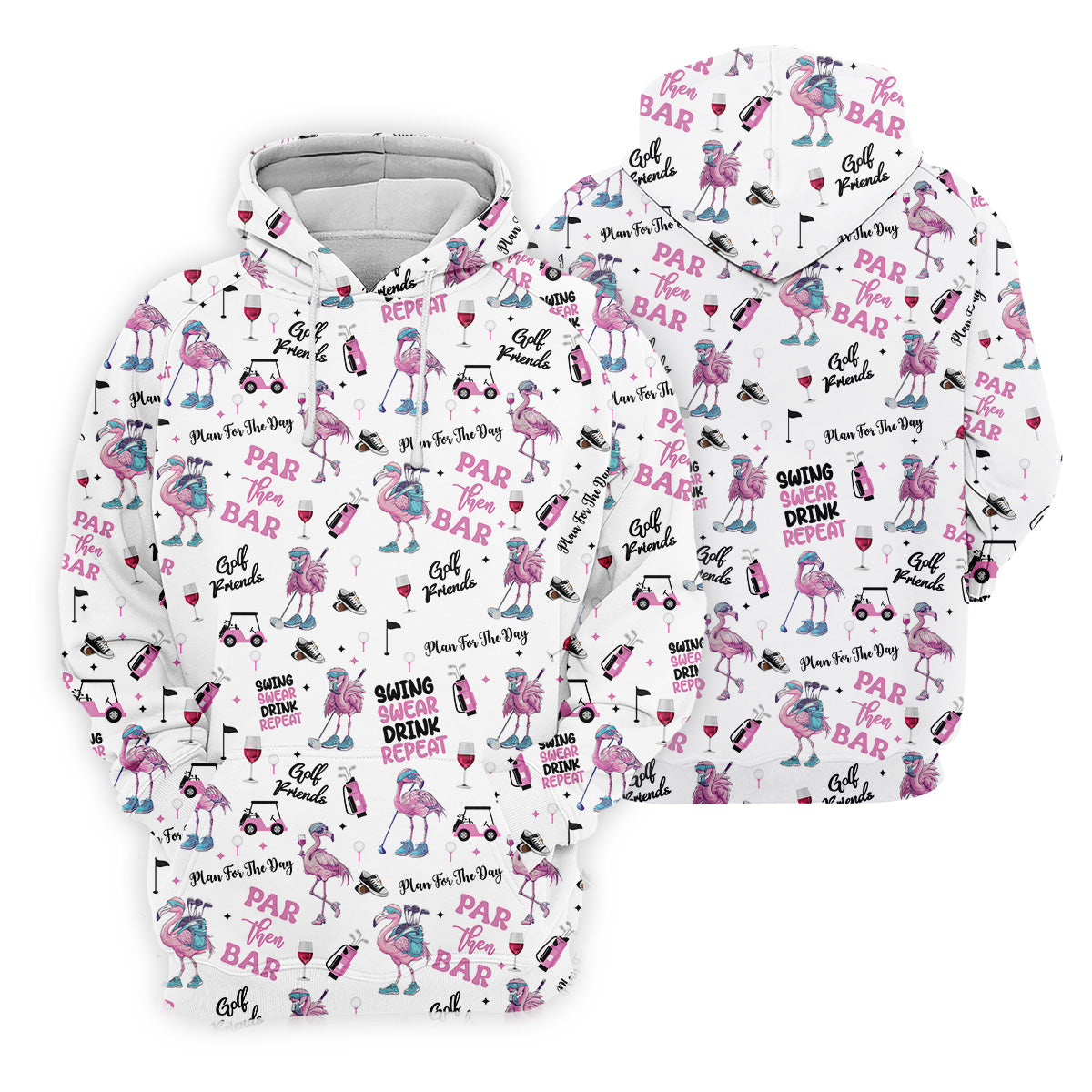 Par Then Bar Flamingo Funny Men Polo Shirt, Fun Golf Polos For Men, Golf Shirts, Dad Golf Gift