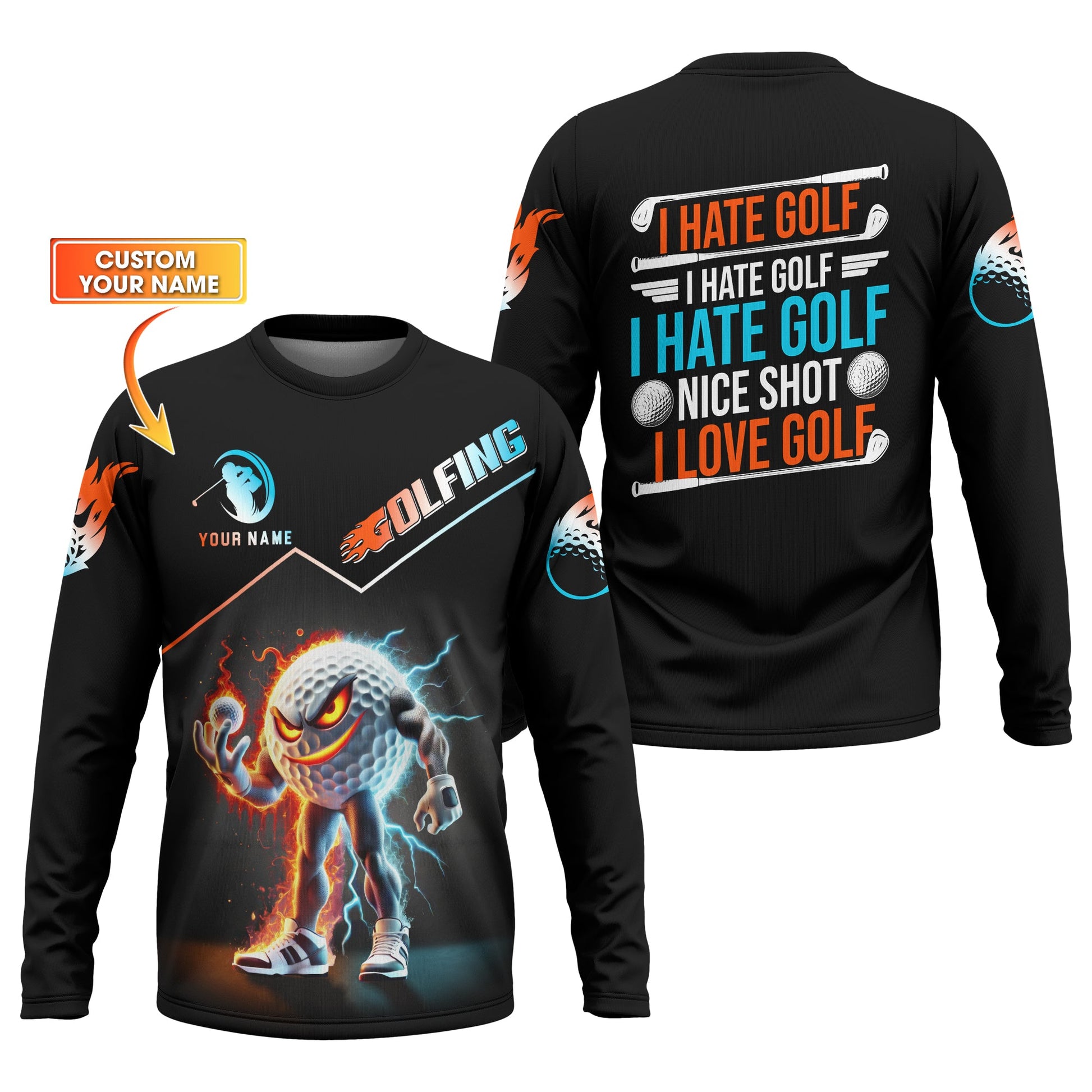 Thunder Strike Custom Golf Polo Shirt, Funny Golf Shirt, Golfing Apparel, Golf Gift For Men