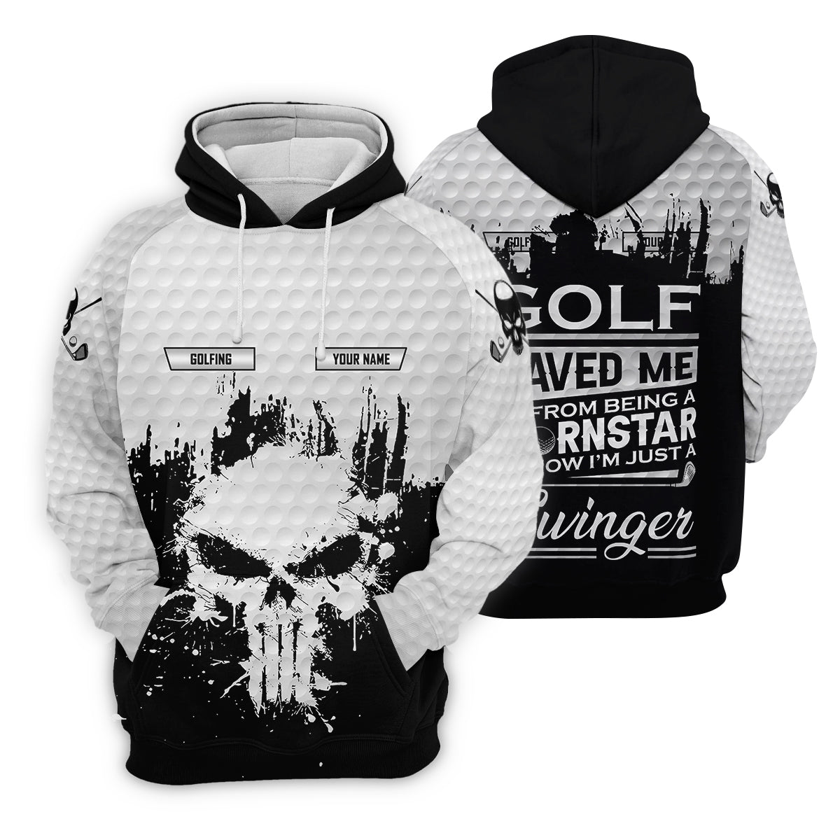 Golf Saved Me From Being A Porn Star Now I'm Just A Swinger Custom White Skull Golf Polo Shirt, Dad Golf Gift