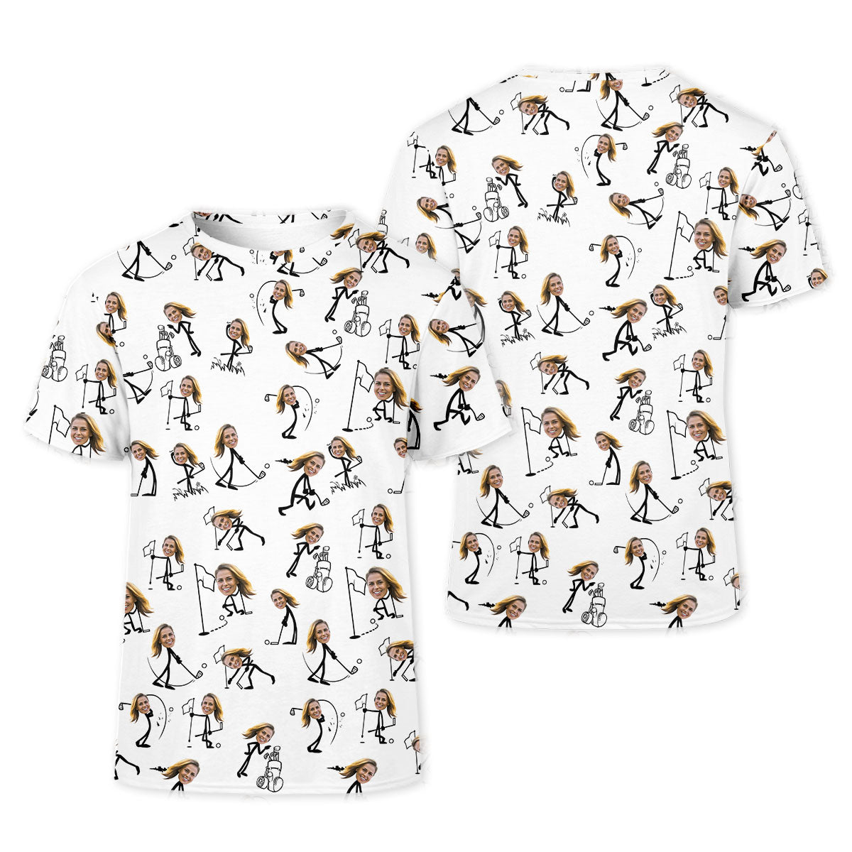 Funny Stick Women Golf Polos, Custom Face Golf Shirt, Funny Golf Shirts For Women, Ladies Golf Clothes