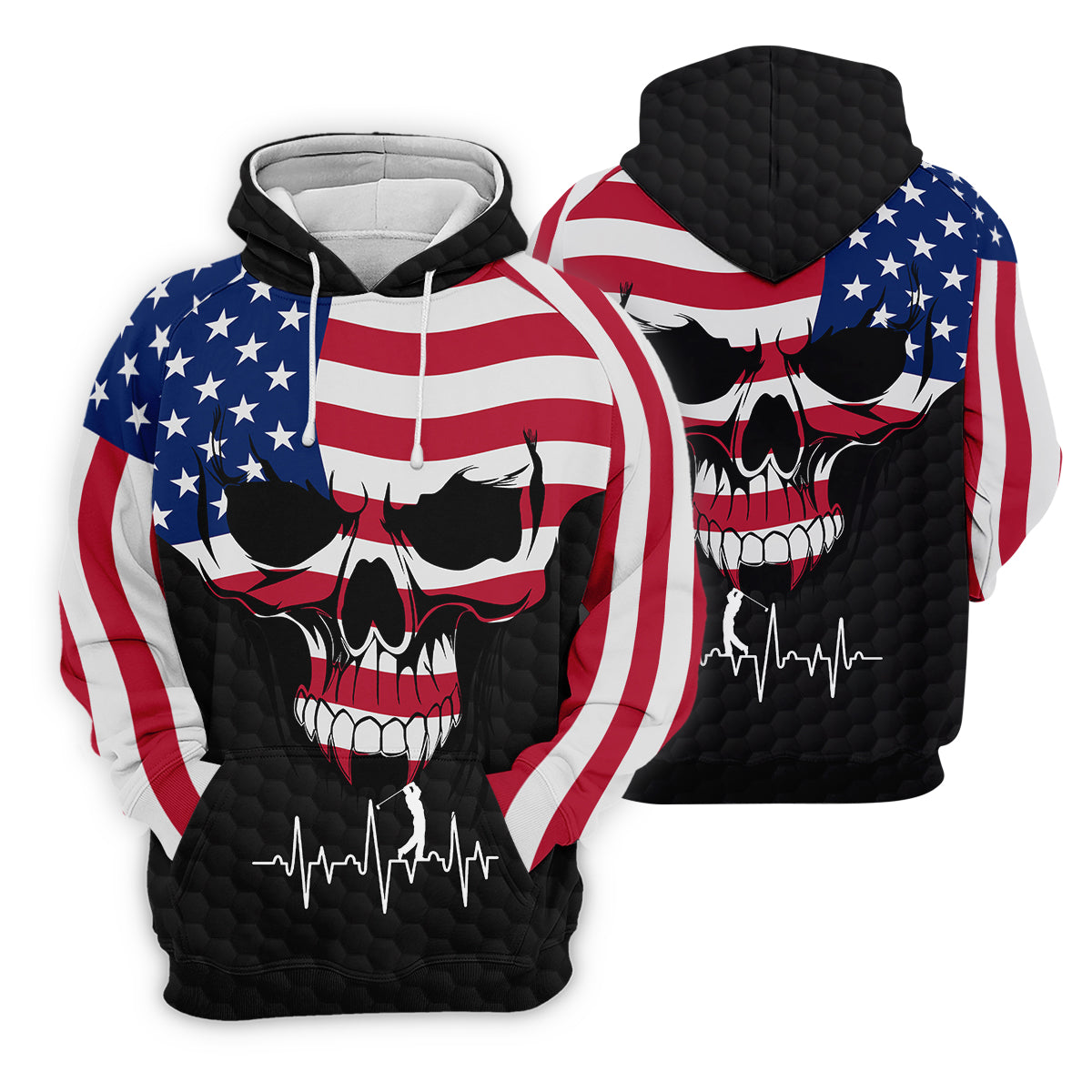 America Flag Skull Custom Golf Polo Shirt, Golf Apparel, Golf Gift For Men