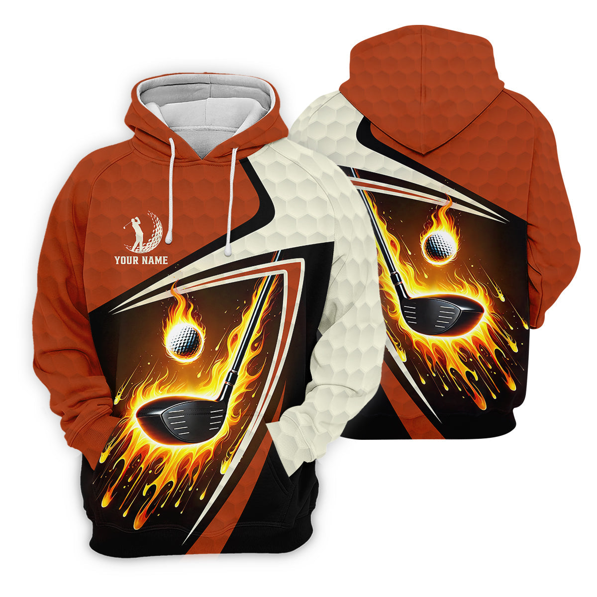 Fire Golf Ball Custom Men's Golf Polo Shirt, Funny Golf Shirt, Christmas Golf Gift