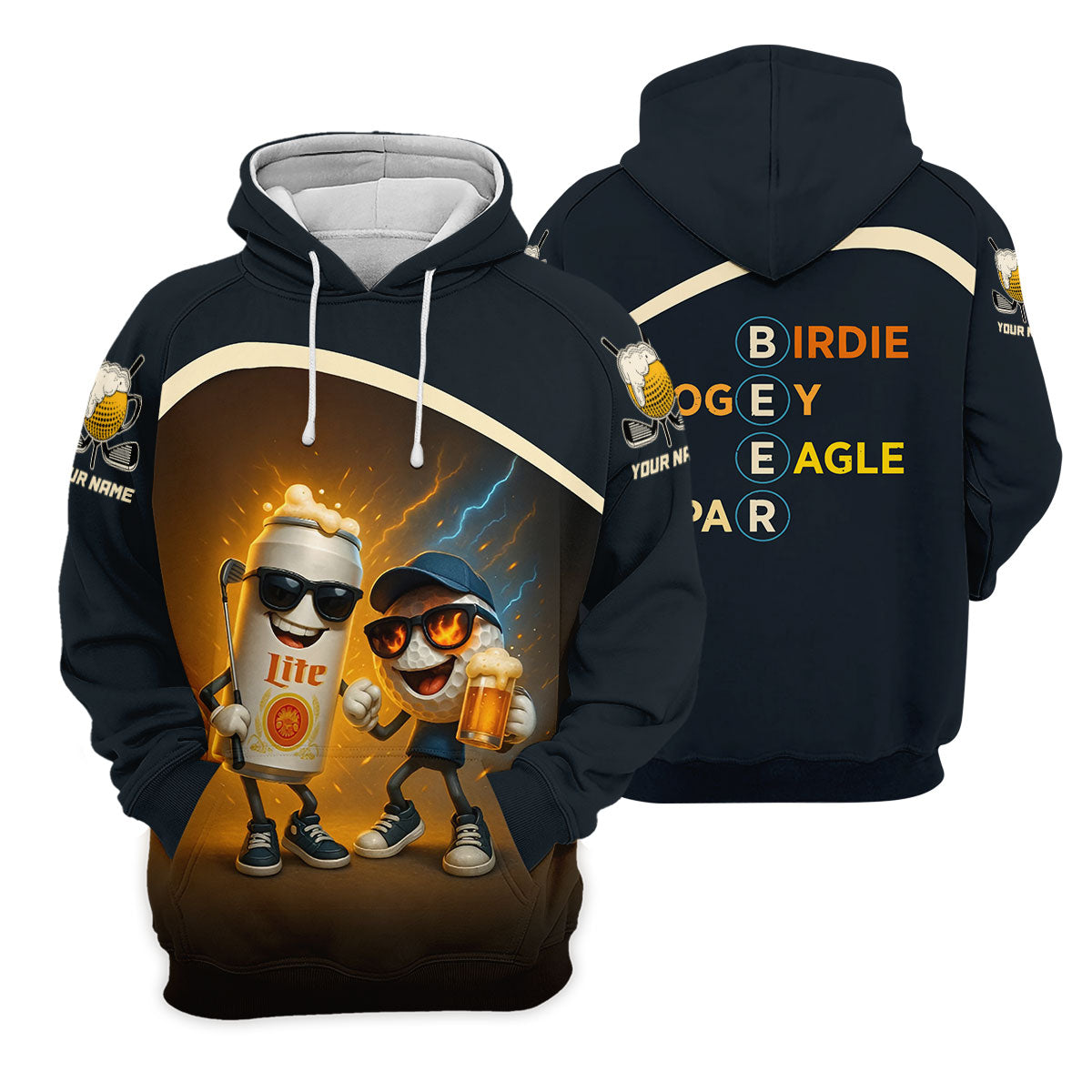 Funny Golf And Beer Custom Polos For Men, Dad Golf Gift, Golfing Apparel, Mens Polo Shirts