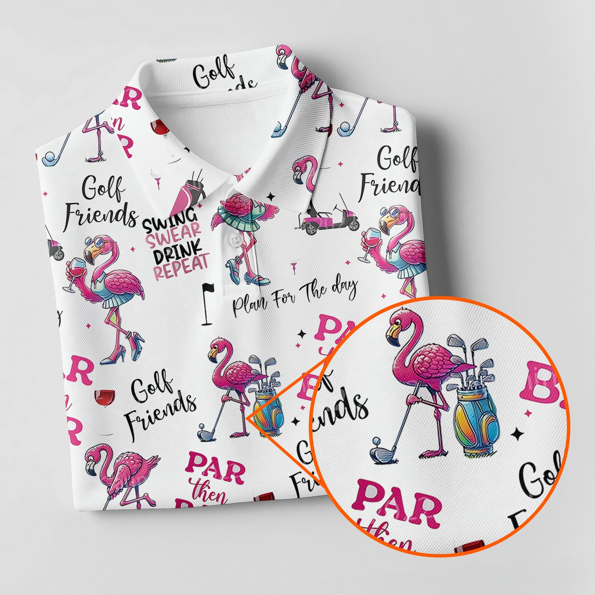 Par Then Bar Flamingo Funny Womens Golf Polo Shirt, Custom Ladies Golf Shirt