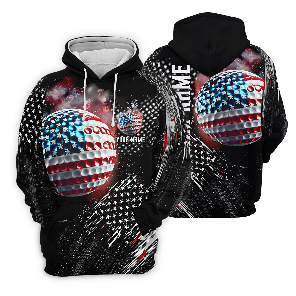 American Flag Ball Custom Golf Polo Shirt, Funny Golf Shirt, Dad Golf Gift