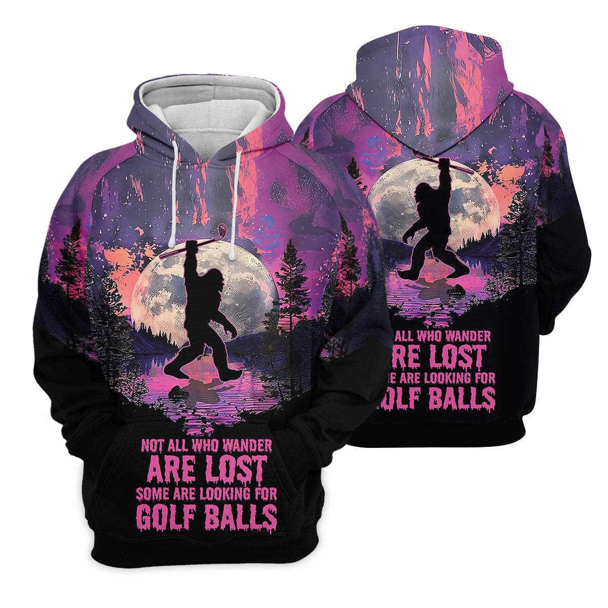 Not All Who Wander Are Lost Bigfoot Custom Men's Golf Polo Shirt, Funny Golf Shirt, Gift For Golfers