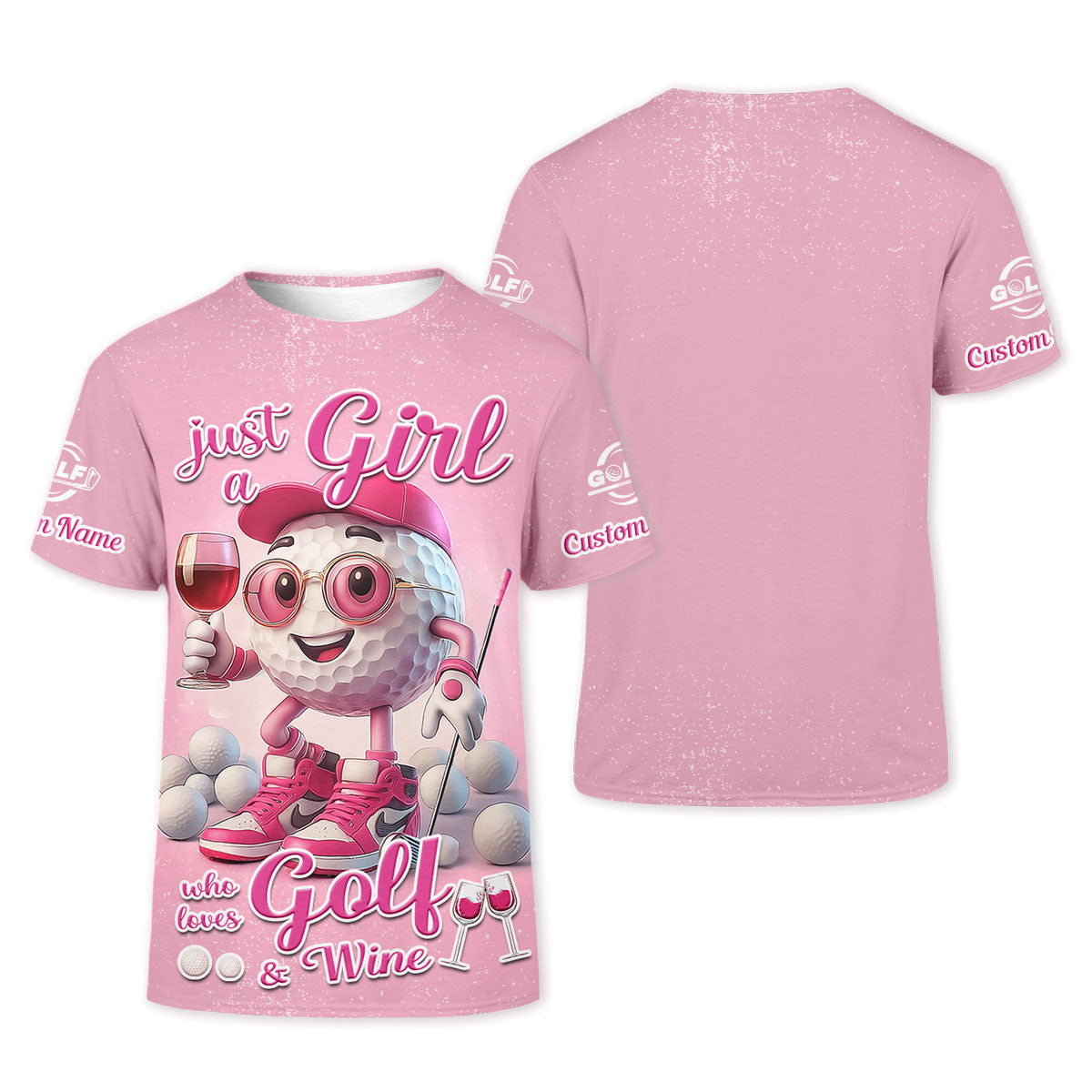 Just A Girl Who Loves Golf And Wine Custom Womens Golf Polo Shirt, Womens Golf Gifts