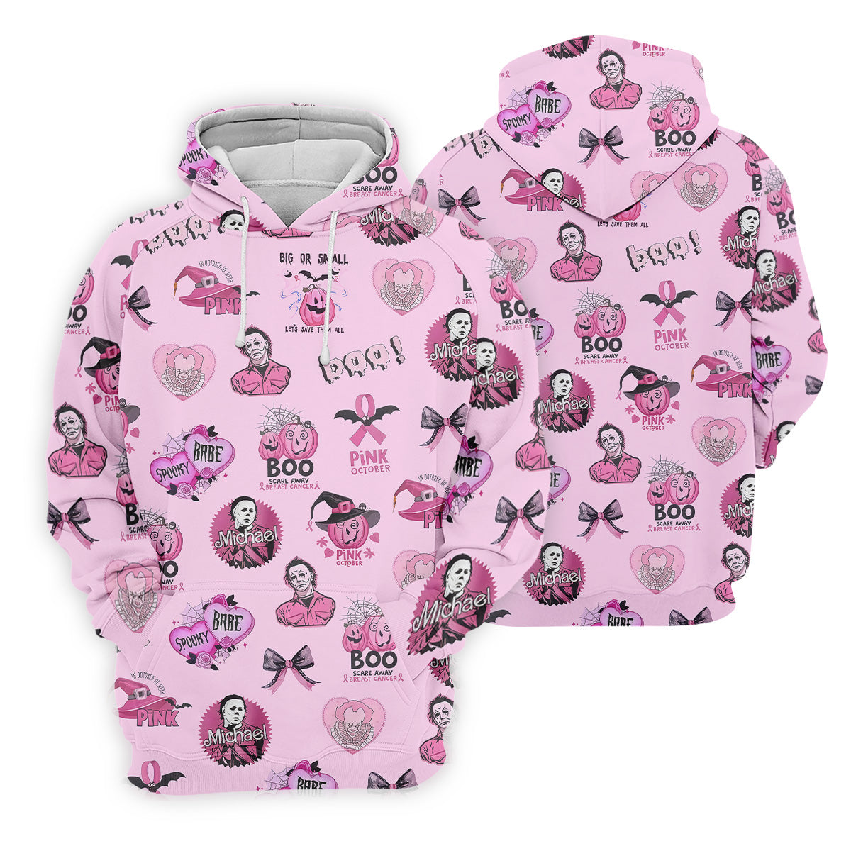 Funny Michael Horror Character Men's Golf Shirt, Pink October Shirt, Halloween Golf Shirt, Men's Golf Shirt