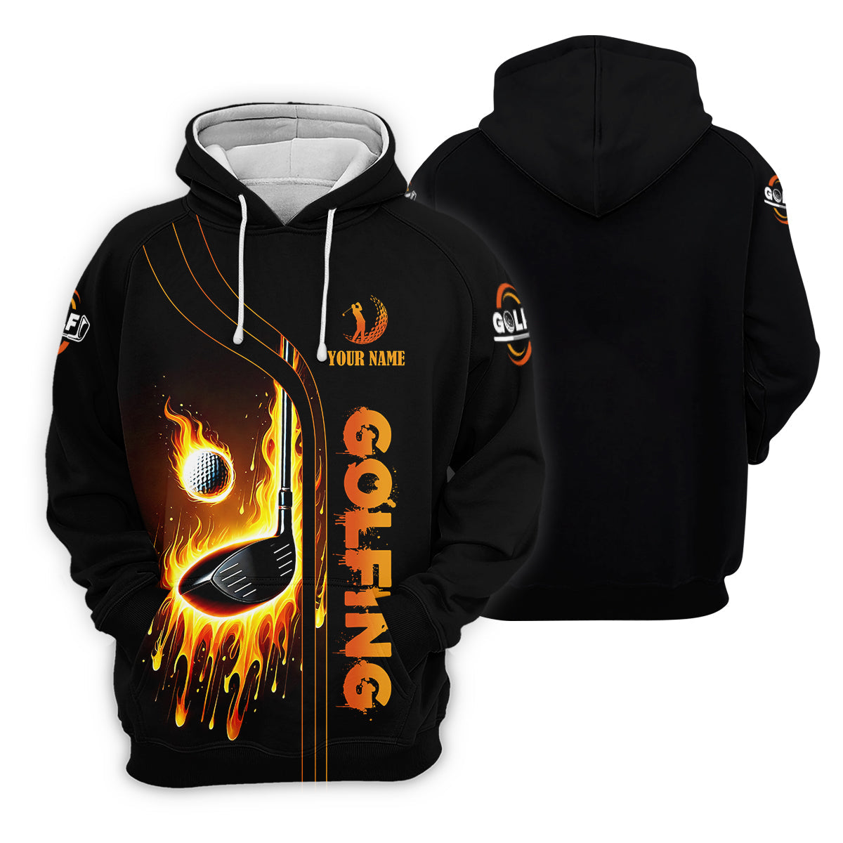 Fire Golf Ball Custom Men's Golf Polo Shirt, Funny Golf Shirt, Dad Golf Gifts