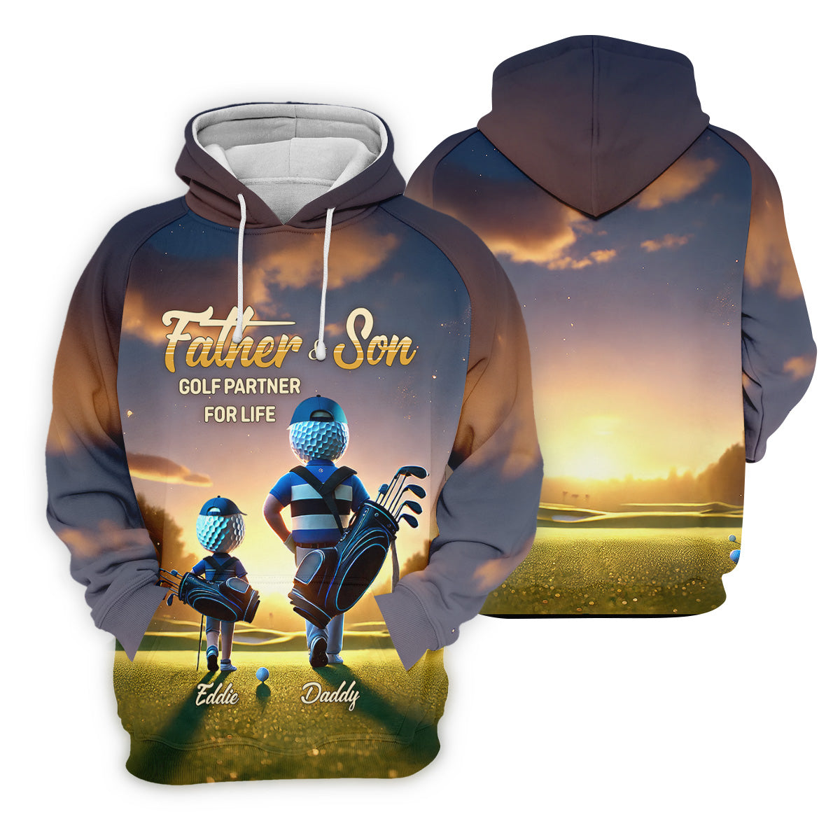 Father And Son Golf Partner For Life Custom Men's Golf Polo Shirt, Dad Golf Gift, Christmas Golf Gift