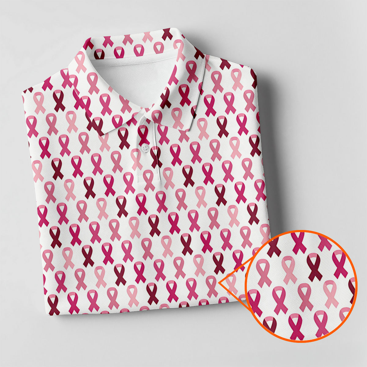 Pink Ribbon Men's Golf Shirt, Pink Golf Shirt Men, Breast Cancer Golf Shirt, Breast Cancer Awareness Shirt