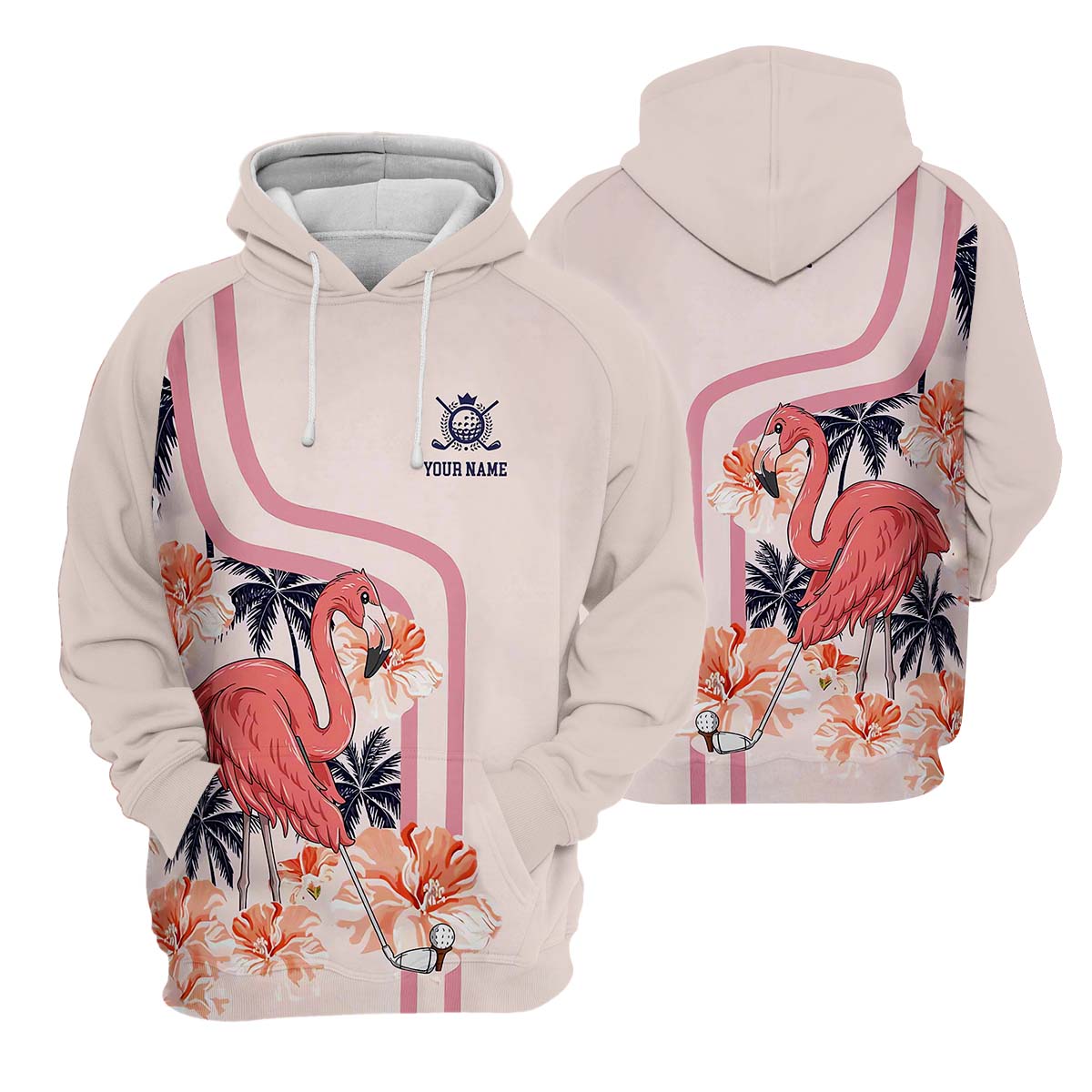 Pink Flamingo Womens Golf Polo Shirt, Custom Ladies Golf Shirt