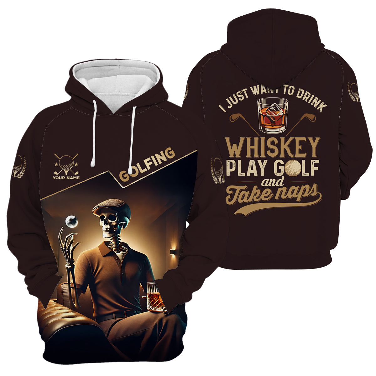 I Just Wanna To Drink Whiskey And Play Golf Customize Golf Shirts For Men, Best Gifts For Golfers, Dad Golf Gift