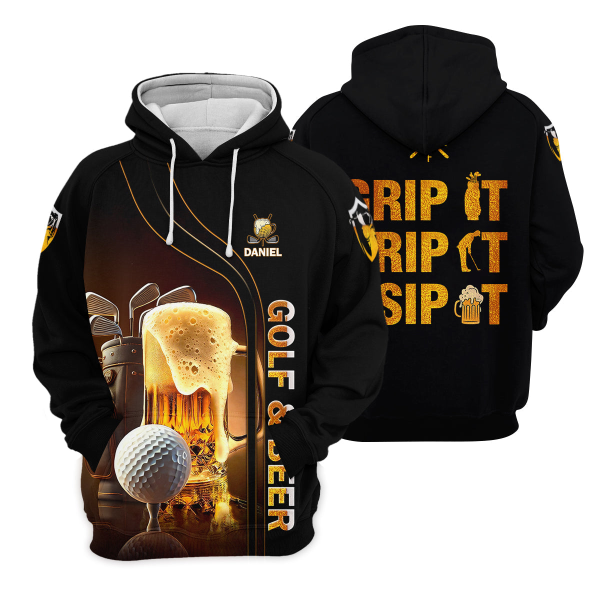 Grip It Rip It Sip It Golf Beer Shirt, Fun Golf Shirts For Men, Funny Golf Polo Shirt, Dad Golf Gifts