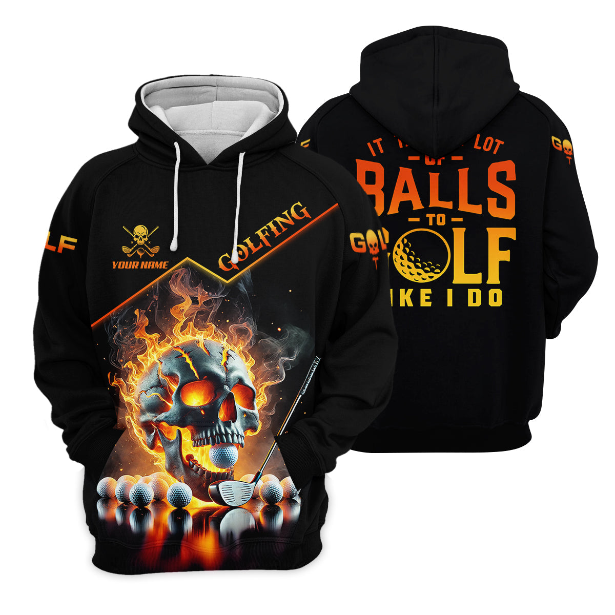 It Takes A Lot Of Balls To Golf Like I Do Custom Men's Golf Polo Shirt, Skull Golf Shirt, Funny Golf Shirt