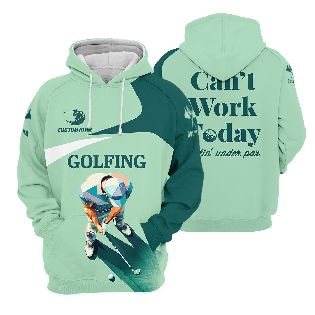Can't Work Today Feelin Under Par Custom Men's Golf Polo Shirt, Funny Golf Shirt, Gift For Golfers