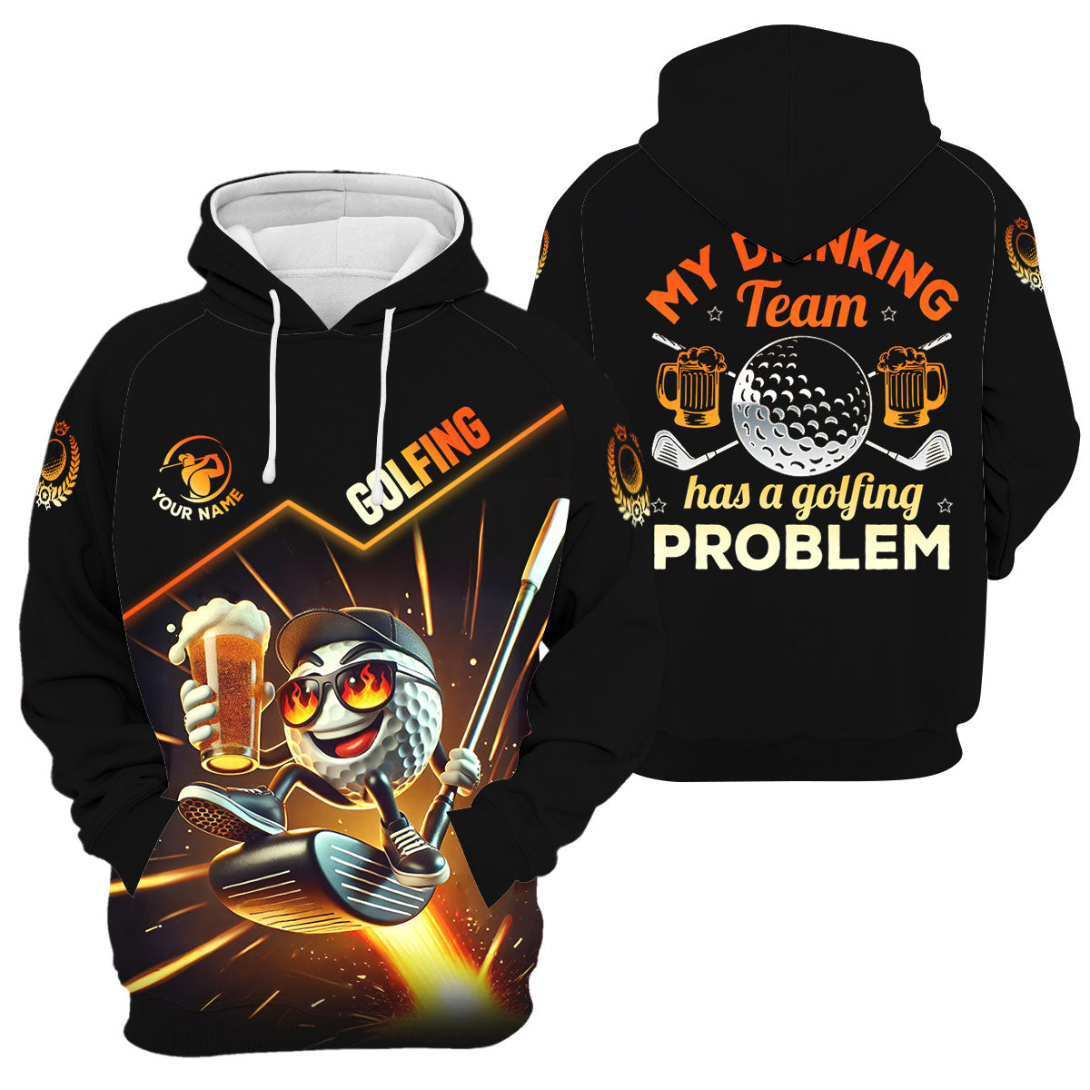 My Drinking Team Has A Golfing Problem Personalized Funny Golf Polo Shirt, Christmas Golf Gift