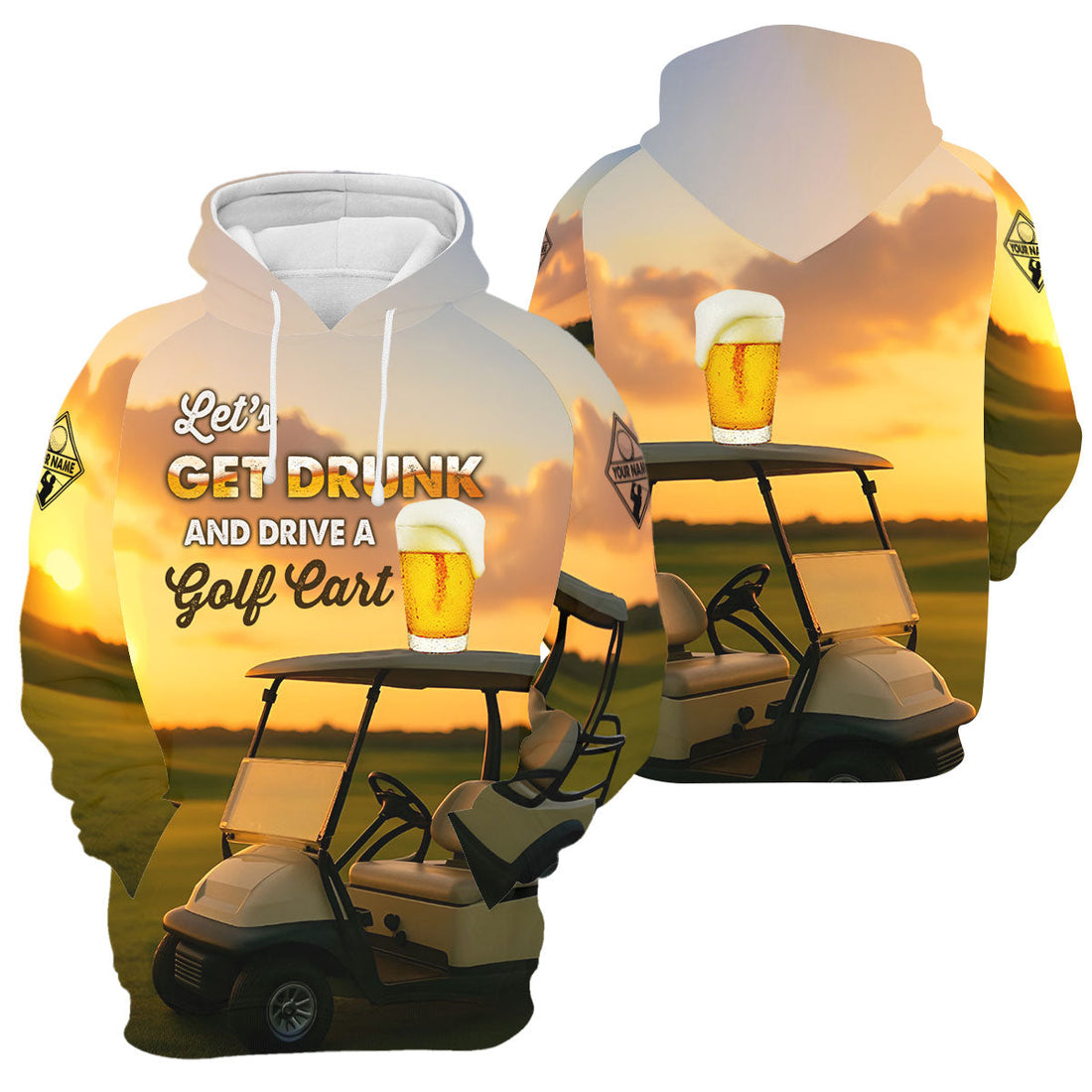 Let's Get Drunk And Drive A Golf Cart Personalized Men's Golf Polo Shirt, Christmas Golf Gift