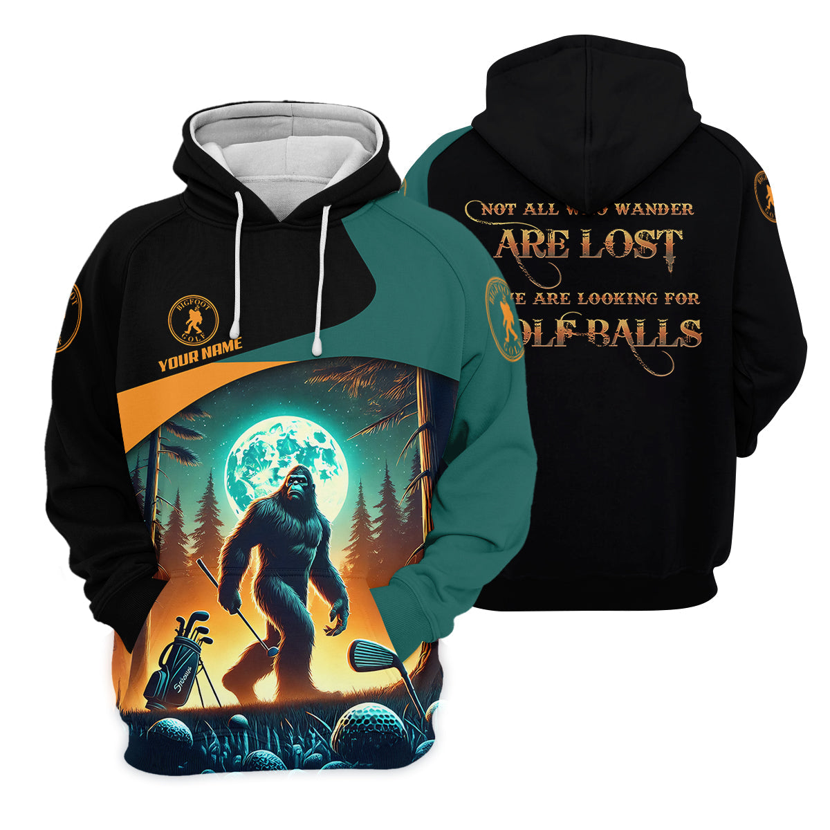 Not All Who Wander Are Lost Bigfoot Custom Men's Golf Polo Shirt, Hilarious Golf Shirt, Funny Golf Gift