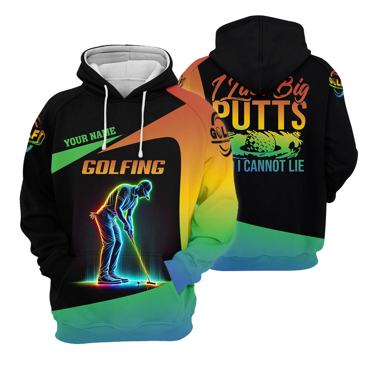 I Like Big Putts And I Can Not Lie Neon Golf Polo Shirt, Golfing Apparel, Mens Golf Gift, Funny Golf Polos