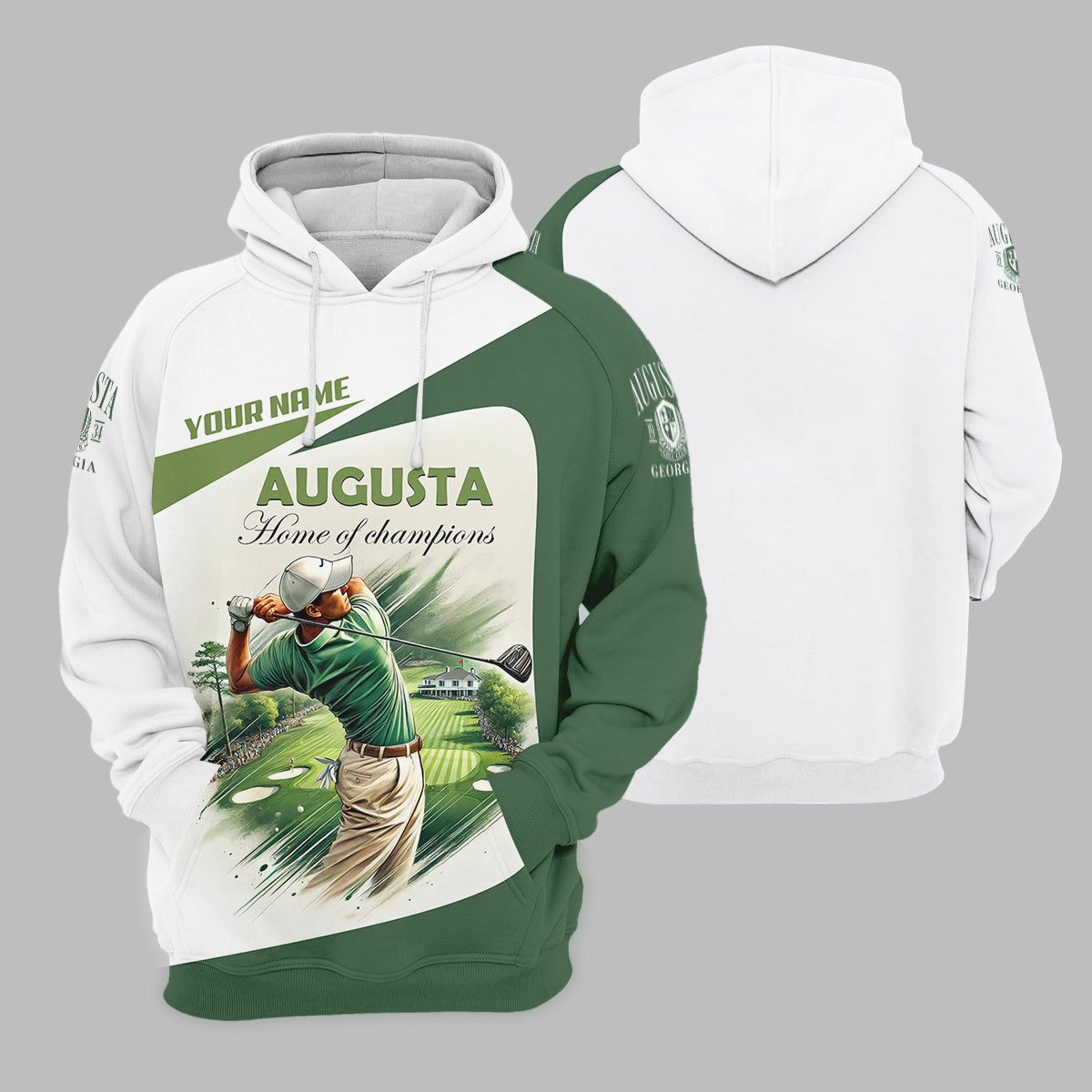 Custom Augusta Golfer Home Of Champions Men's Golf Polo Shirt, Mens Golf Gift, Mens Golf Shirt